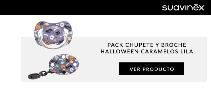 Pack chupete y broche Halloween caramelos lila