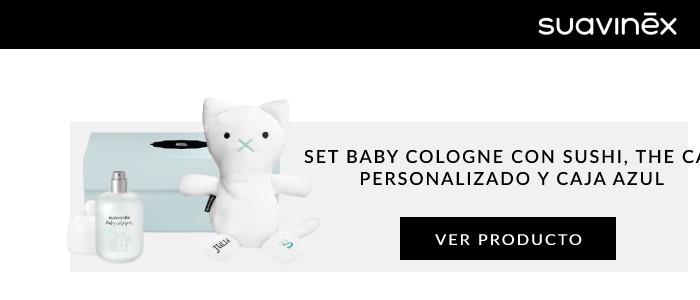 Set Baby Cologne con Sushi, the cat, personalizado y caja azul