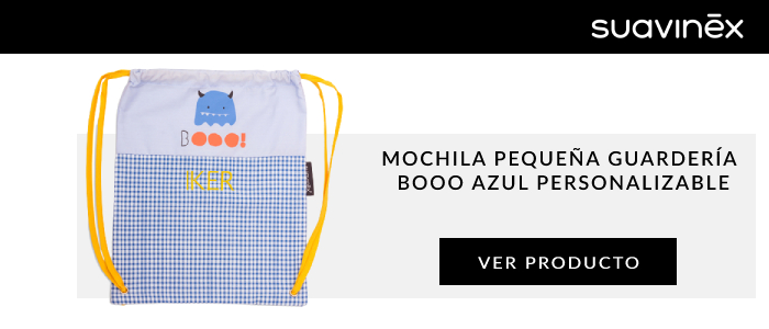 mochila pequena guarderia booo azul personalizable