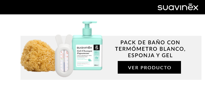 Pack de Baño con termómetro blanco, esponja y gel