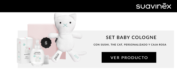 Set Baby Cologne con Sushi, the cat, personalizado y caja rosa