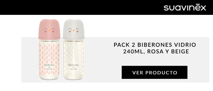 Pack 2 Biberones Vidrio 240ml, Rosa y Beige