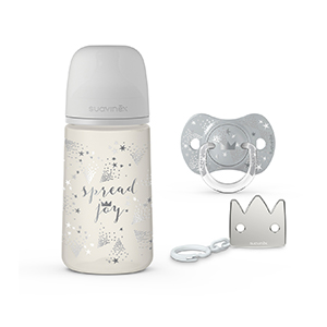 Baby bottles + pacifiers + soother clip packs
