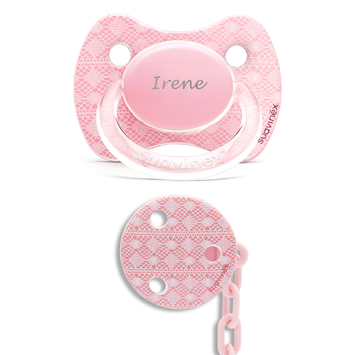 Pack Chupetes personalizados baby + broche blanco